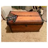 Vintage Wood Trunk with Contents
