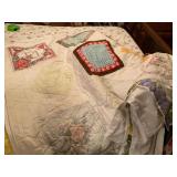 Vintage Handkerchief Quilt and Assorted Textiles