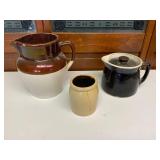 Three Stoneware Pitchers and Jar Set