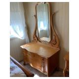 Maple Vanity Dresser with Mirror
