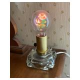 Glass Base Lamp With Decorative Rose Bulb
