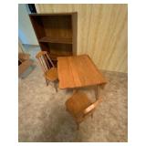 Wooden Dining Set with Bookshelf
