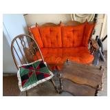 Wooden Couch, Chair, and Side Table Set