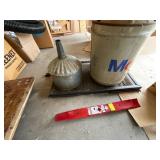 Metal Oil Funnel, Can, and Platform