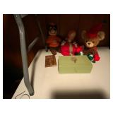 Vintage Toys and Green Box with Lace