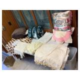 Textile Lot:Handmade Afghan Blanket, Lace Twin Dus