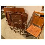 Card Table with 3 Metal Chairs and Wood Chair
