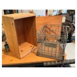 Wood Crate and Metal Wire Basket