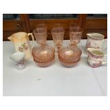 Pink Vintage Glassware and Transferware Ceramic Pi