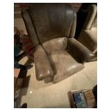 Brown Leather Swivel Armchair
