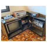 Electronics Setup on L-Shaped Shelving