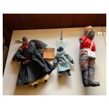 Three Handmade Fabric Dolls
