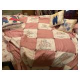 Vintage Handmade Quilt and Appliqued Pillows