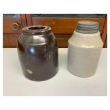 Two Stoneware Storage Jars