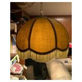Green Velvet Fabric Hanging Pendant Light with Fri