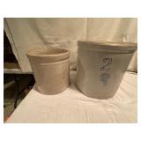 Two Glazed Stoneware Crocks