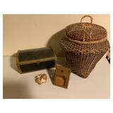 Small Chest, Lidded Basket, Post Office Box Door a