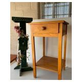 Wooden Table and Decorative Birdhouse Lot