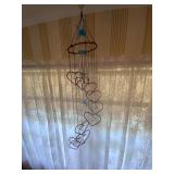 Two Hanging Wind Chimes with Metal and Glass