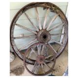 Two Wooden Wagon Wheels