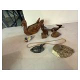 Carved Wooden and Ceramic Ducks