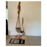 Decorative Items Including Hanging Pot and Disney