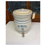 Nice, VTG Stoneware Ice Water Cooler with Spigot