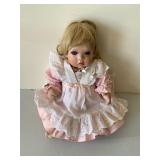 Porcelain Doll in Pink and White Dress