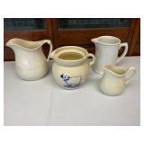 Casey Pottery Lamb Pitcher and 3 Ceramic Pitchers