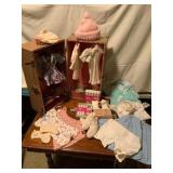 Vintage Doll Trunk with Clothing and Accessories