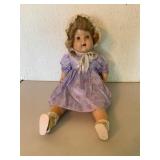 Composition Doll with Purple Floral Dress
