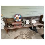 Wood Bench & Garden Decor