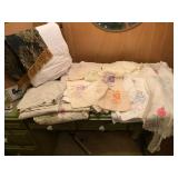 Embroidered Linens, Various Sheets, Pillowcases an
