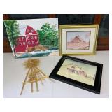 Painted Barn Canvas, 2 Framed Farm Theme Prints, a
