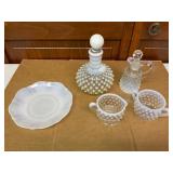 VTG Hobnail Milk Glass and Clear Glass Set
