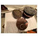 Woven Baskets and Velvet Hat Box