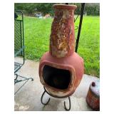 Terracotta Chiminea with Iron Stand