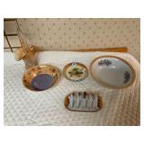 Japanese Porcelain Items and VTG Glass Basket