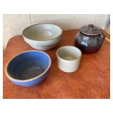 Stoneware Crock and Three Mixing Bowls