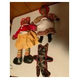 Three Handmade Cloth Dolls