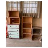 8 Wooden Crates and Painted Dresser