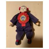 Porcelain Head Cloth Doll with Red Accents