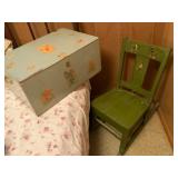 Painted Wood Toy Chest and Rocking Chair