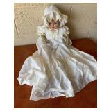 Composition Doll in White Christening Dress