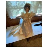 Porcelain Bride Doll with Satin Gown