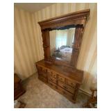 Wood Dresser with Mirror and Drawers