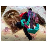 Faux Fur Stole and Assorted Scarves