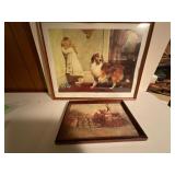 Two Framed Art Prints with Wooden Frames