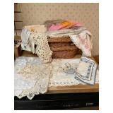 Woven Basket With Assorted Linens