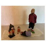 4 Chinese Figurines with Mixed Materials